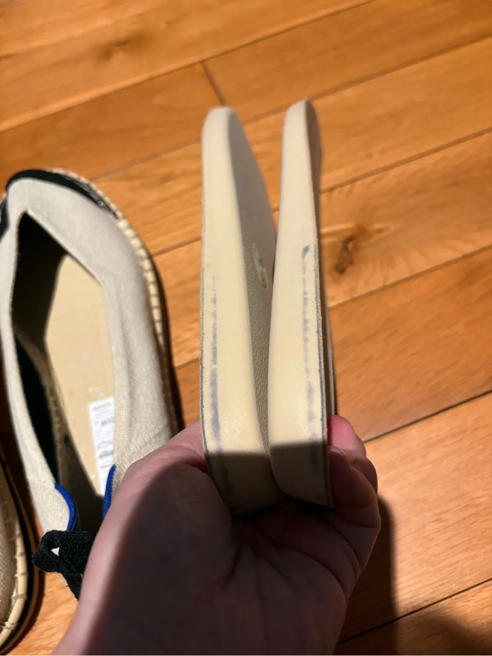 Rothy's The Espadrille Boardwalk flats cream colored black toe sz 10